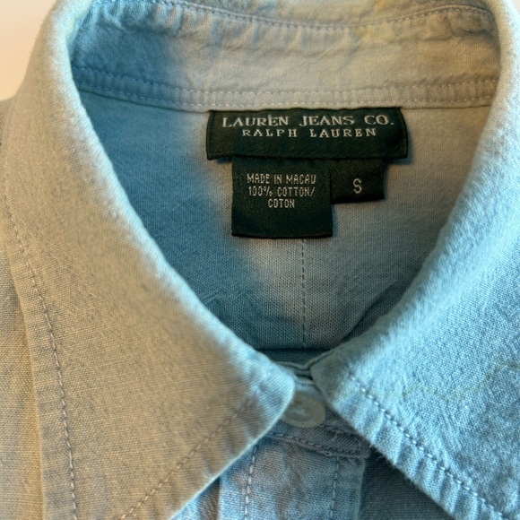 Lauren Jeans Co By Ralph Lauren, Button Up Chambray Shirt Womens Small - Picture 5 of 11